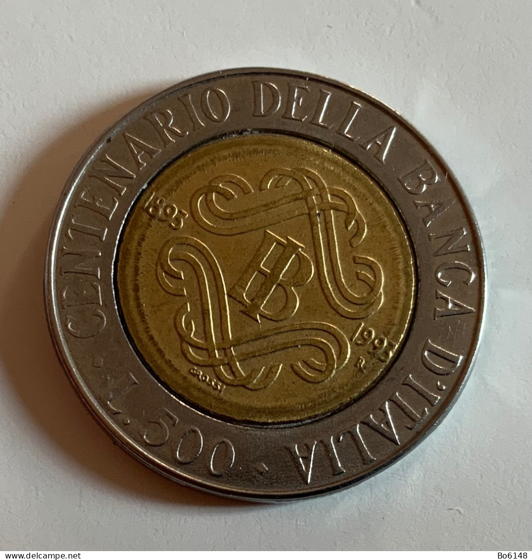 ITALIA 1993 Moneta L.500 Centenario Banca Italia - 500 Liras