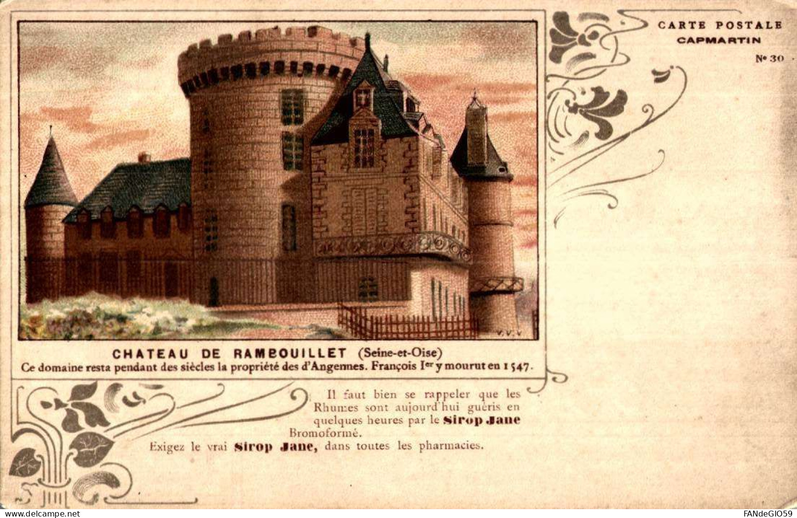 CHATEAU   CARTE POSTALE  / CAPMARTIN  /  CHATEAU DE  RAMBOUILLET  /// 30 - Schlösser