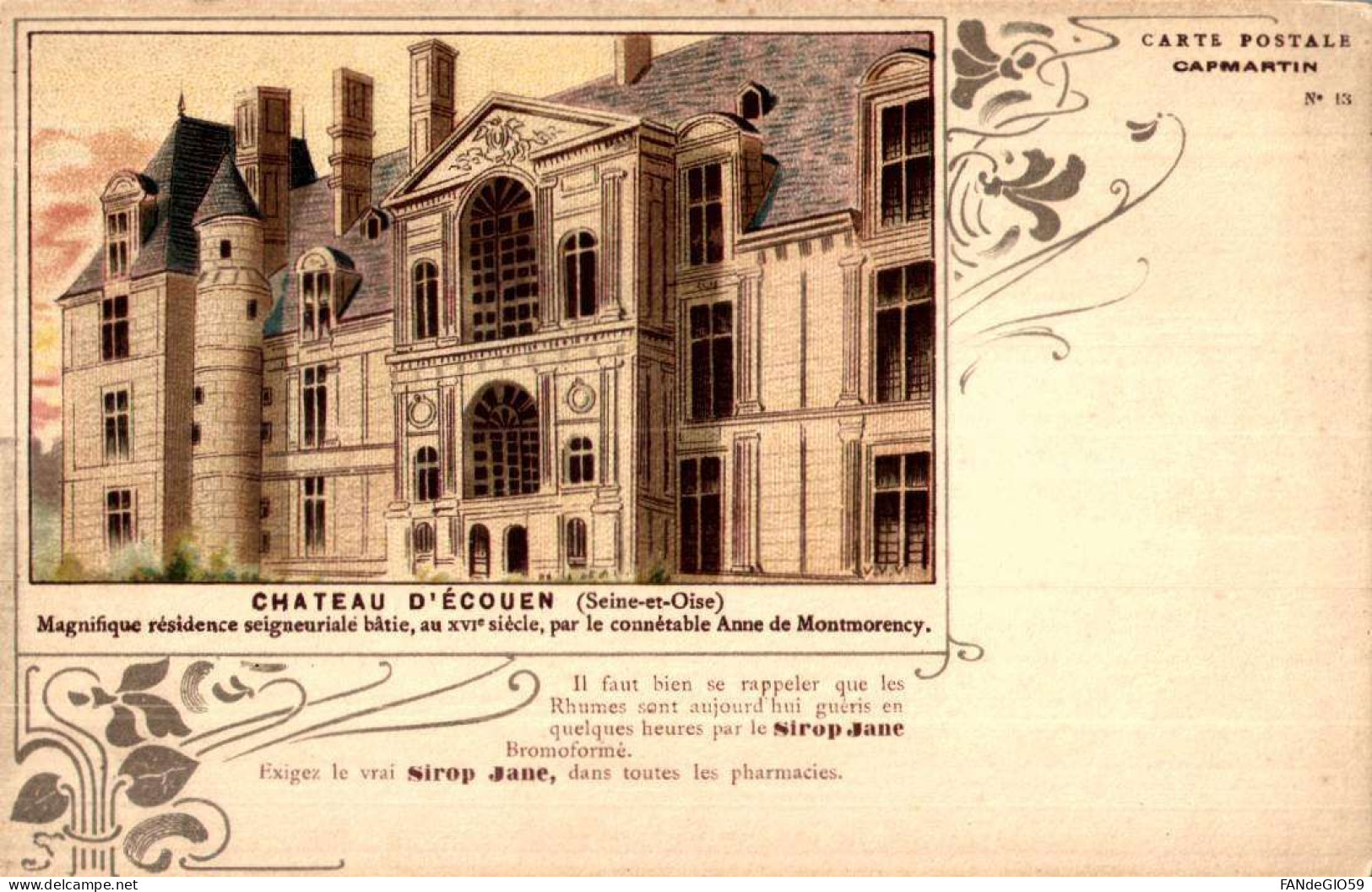 CHATEAU   CARTE POSTALE  / CAPMARTIN  /  CHATEAU D ECOUEN  /// 30 - Kastelen