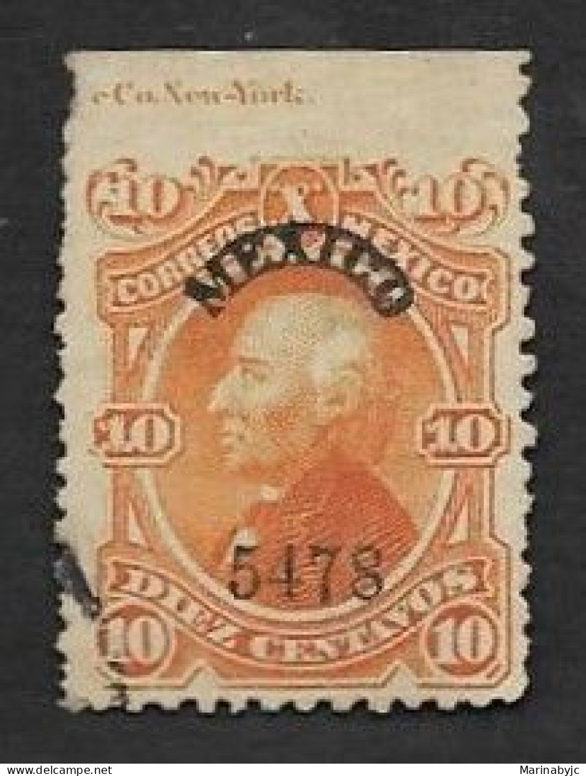 SD)1874-80 MEXICO HIDALGO 10C WITH MEXICO DISTRICT 5478 SCT 108, WITH IMPRINT, MINT - Mexico