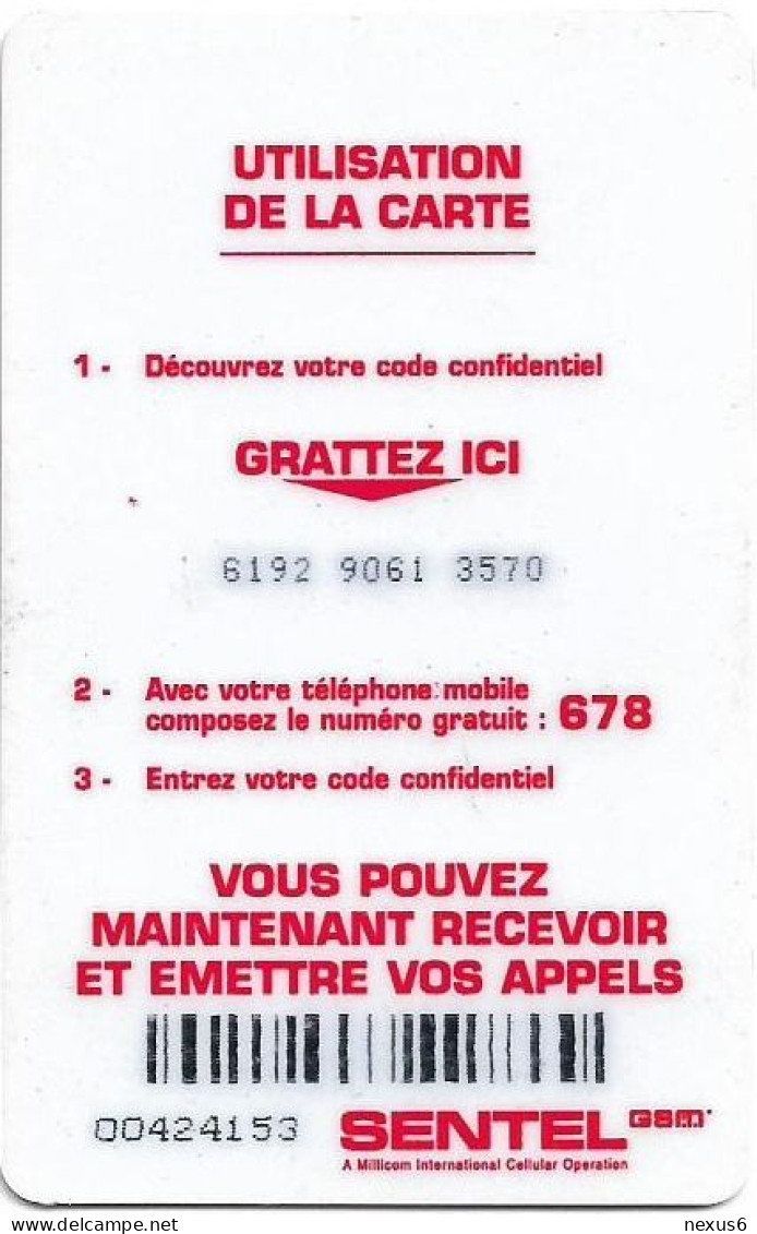 Senegal - Sentel - Hello, Red Card (Small Face Value, With Barcode), GSM Refill 5.000CFA, Used - Sénégal