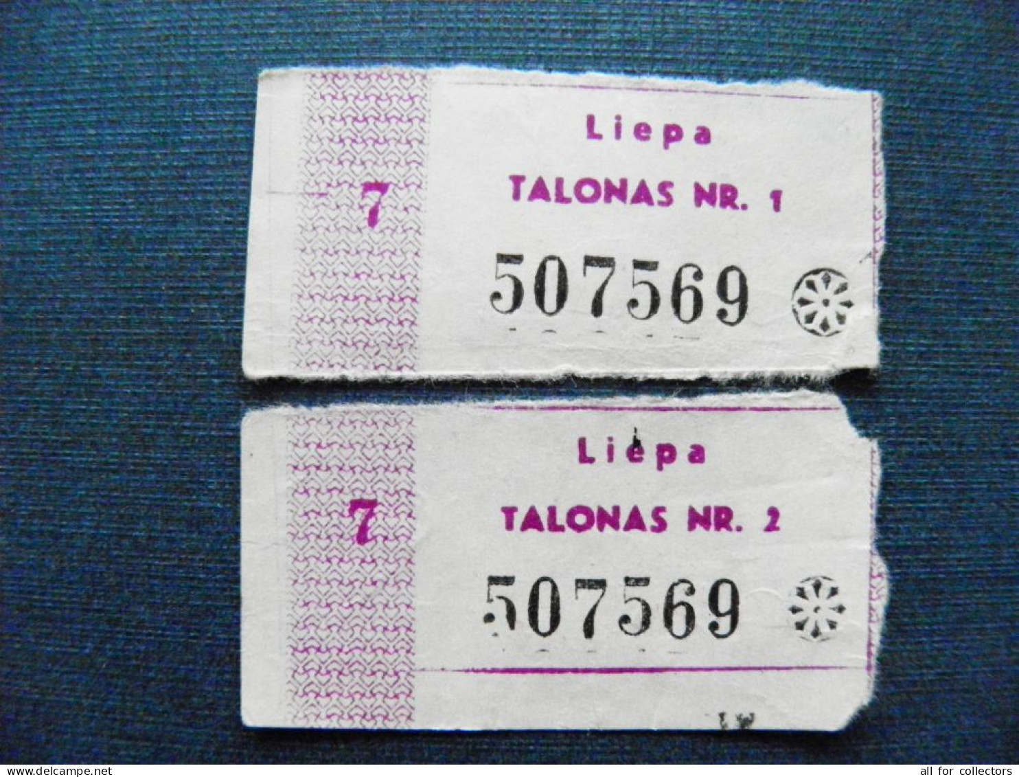 2 Different Talonas Lithuania Food Coupon Nr.1 And Nr.2 July - Lituanie