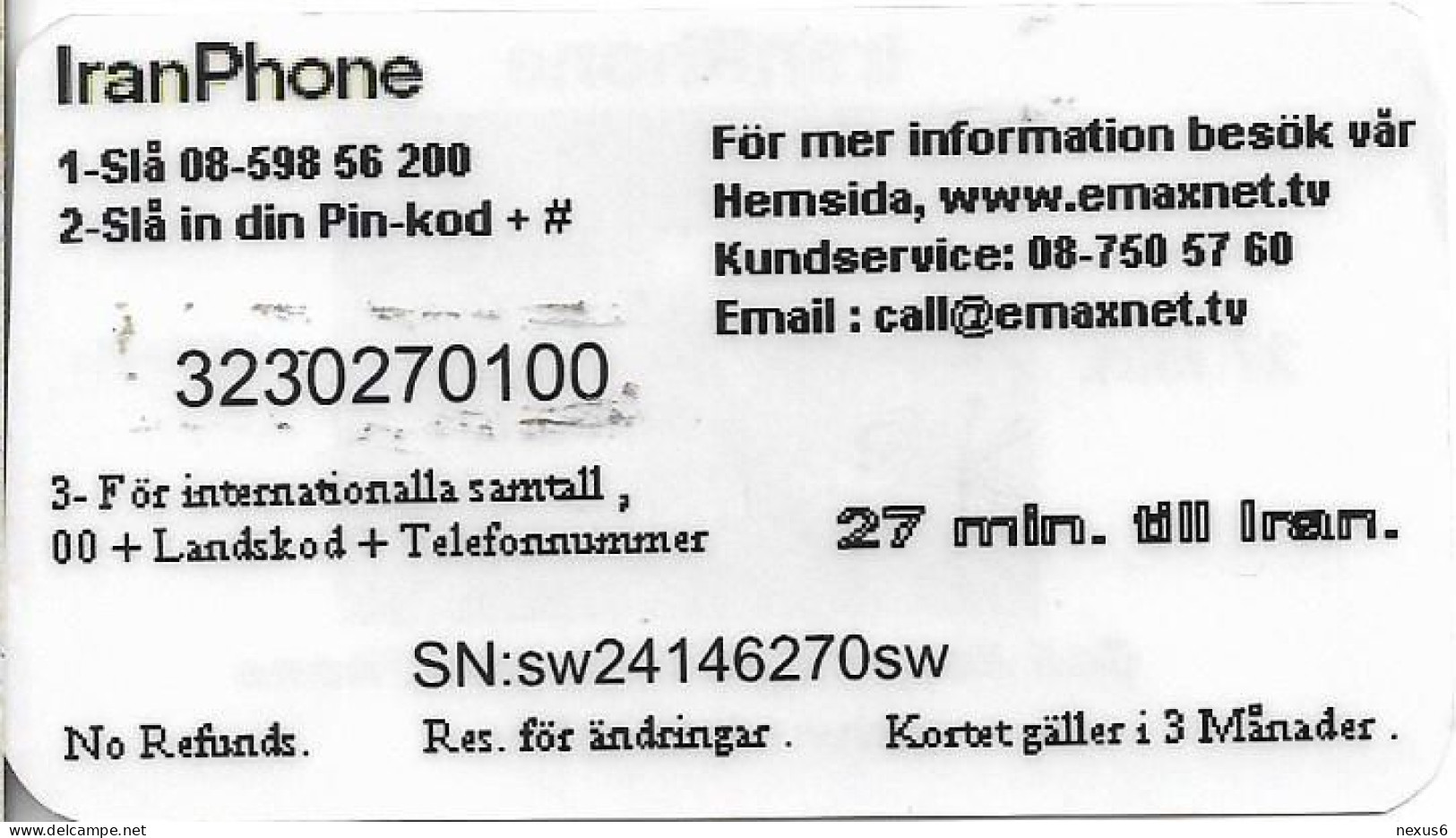 UK & Others - Al-Assadi (Iraq & Kurdistan Calls) - Iran Phone, Call Phone, Remote Mem. 100Kr, Used - Emissions Entreprises