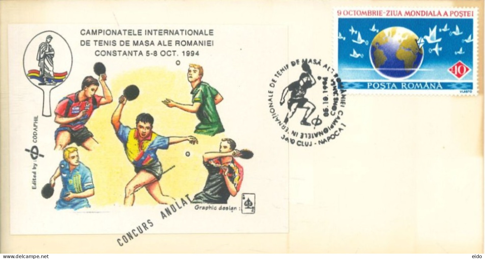 ROMANIA - 1994, FDC OF INTERNATIONAL TENNIS TABLE CHAMPIONSHIP, MASA ROMANIA. - Brieven En Documenten