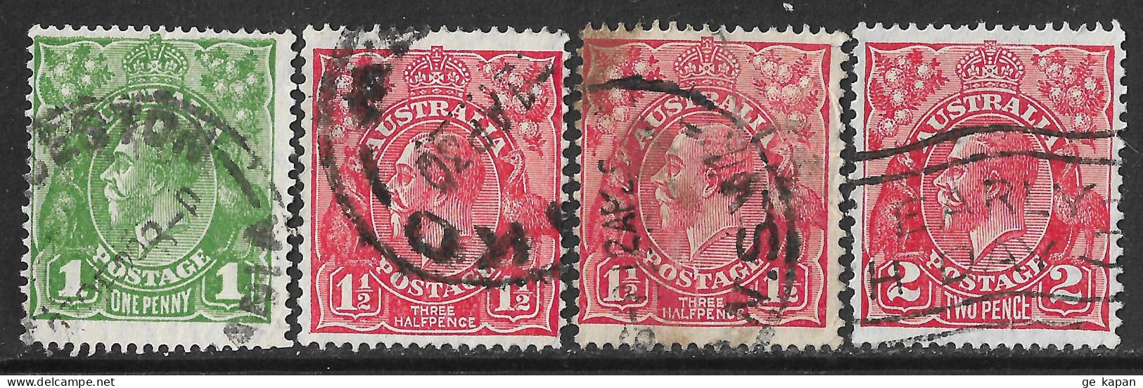 1926-1930 AUSTRALIA SET OF 4 USED STAMPS (Scott # 67b,68,68c,71) CV $7.75 - Used Stamps