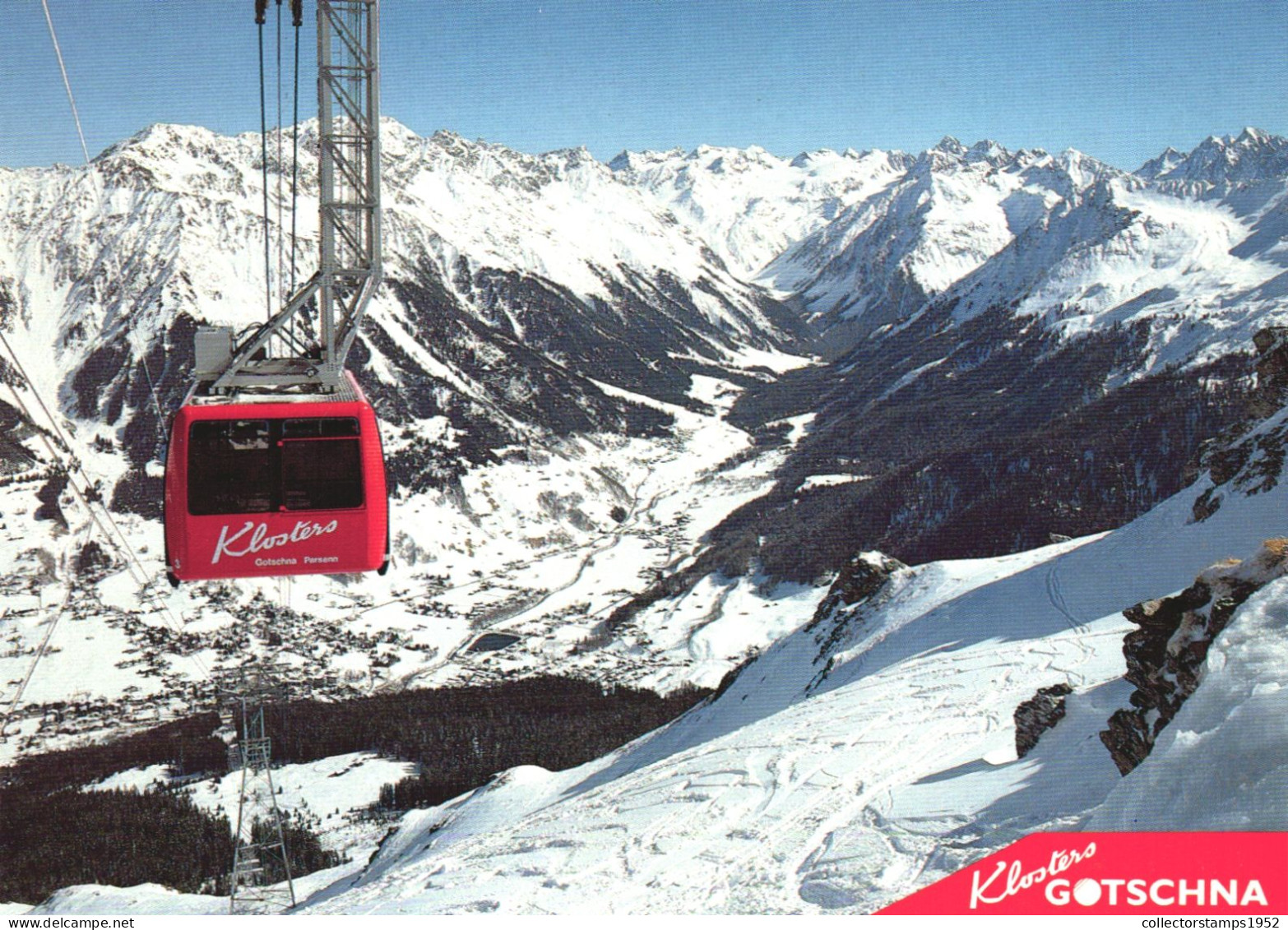 KLOSTERS, GRISONS, CABLE CAR, MOUNTAIN, GOTSCHNA, SWITZERLAND, POSTCARD - Klosters