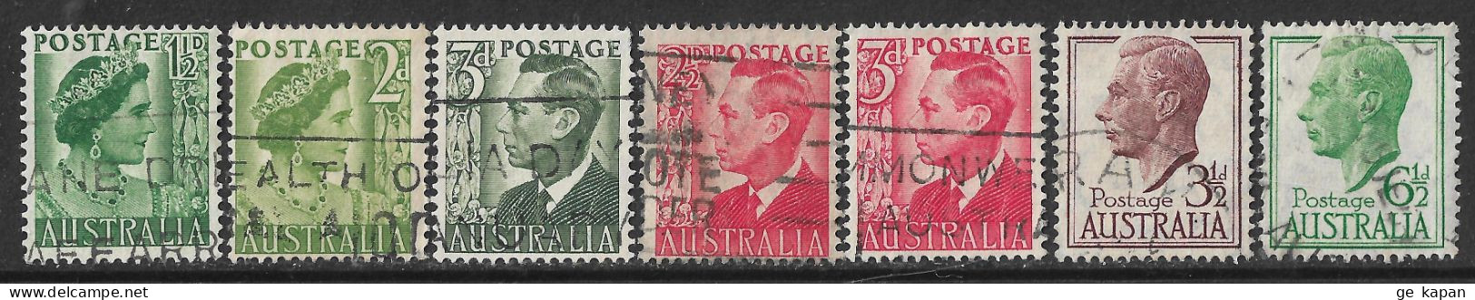 1950-1952 AUSTRALIA SET OF 7 USED STAMPS (Scott # 230,231,233-236,238A) - Used Stamps