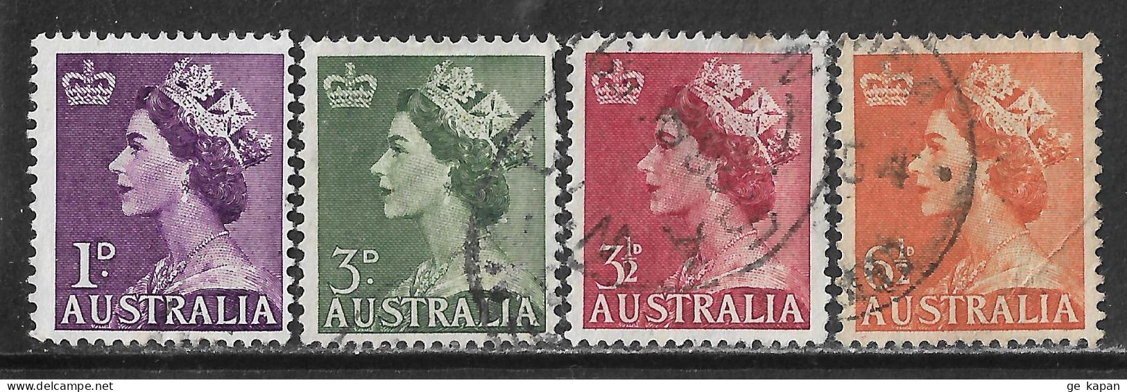 1953-1954 AUSTRALIA SET OF 4 USED STAMPS (Scott # 256,257,258,258B) - Used Stamps