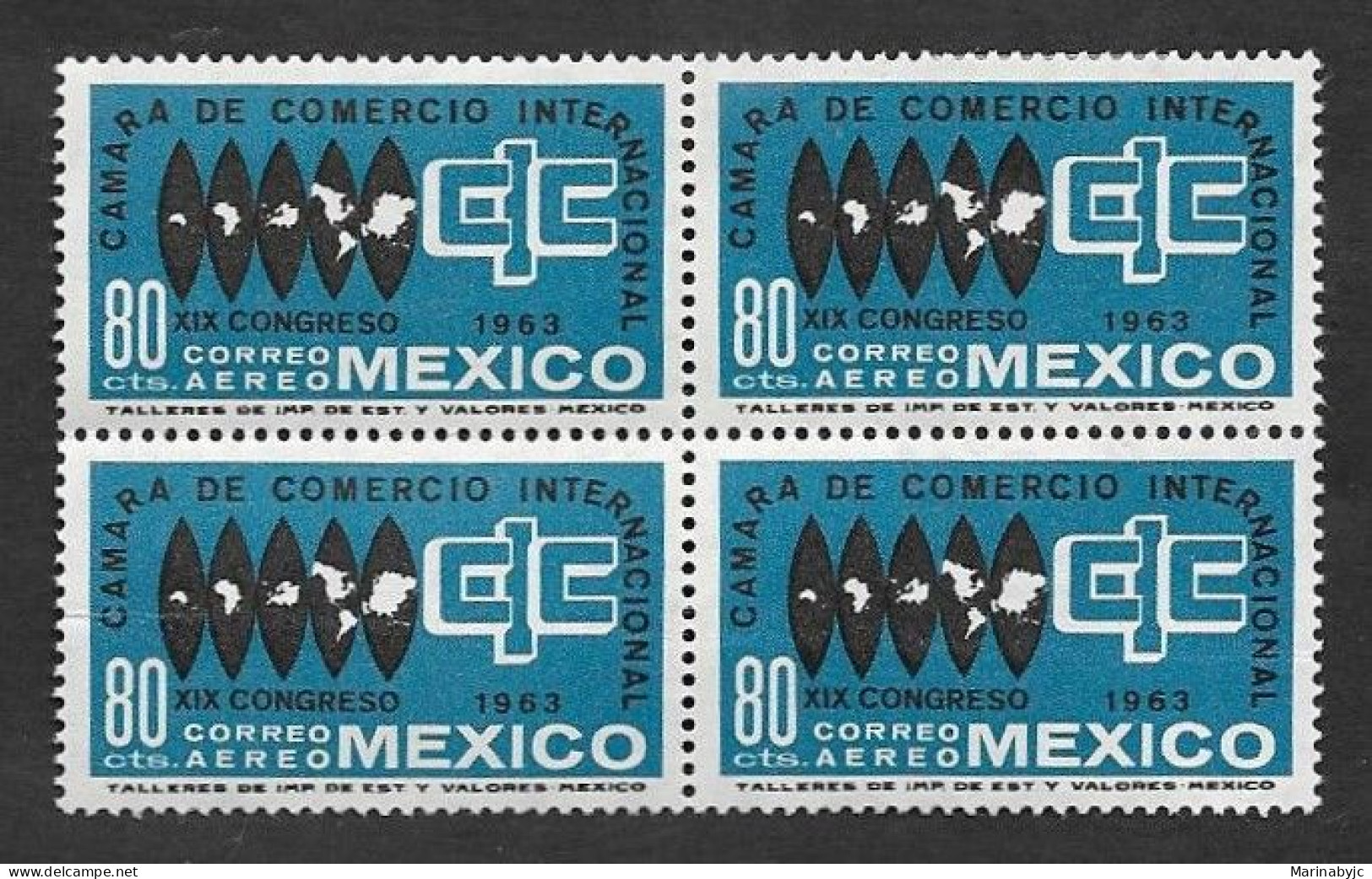 SD)1963 MEXICO  19th CONGRESS OF THE INTERNATIONAL CHAMBER OF COMMERCE 80C SCT C271, B/4 LEFT SIDE WITH HINGE - Mexico