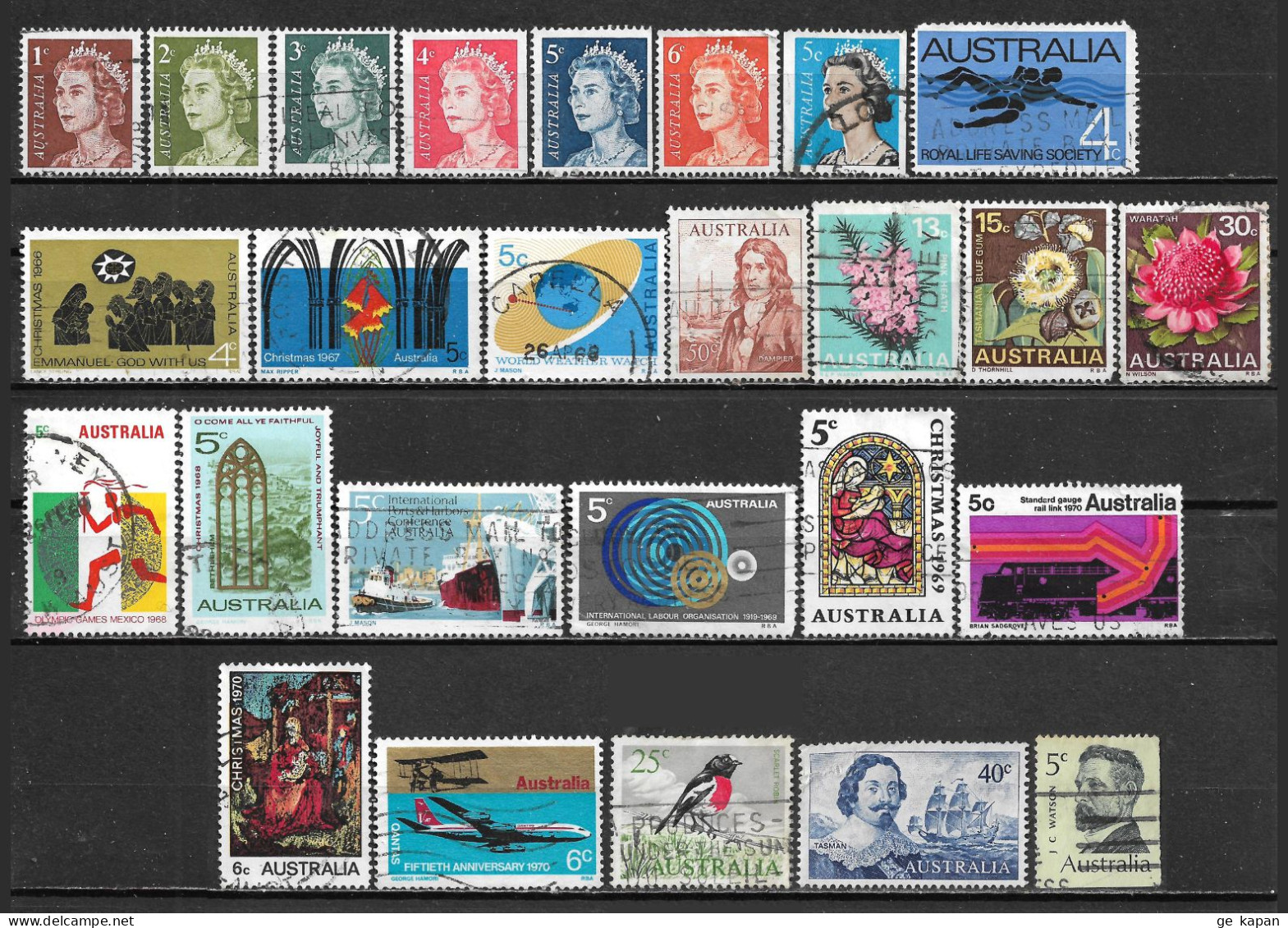 1966-1970 AUSTRALIA LOT OF 26 USED STAMPS SCV $6.70 - Used Stamps