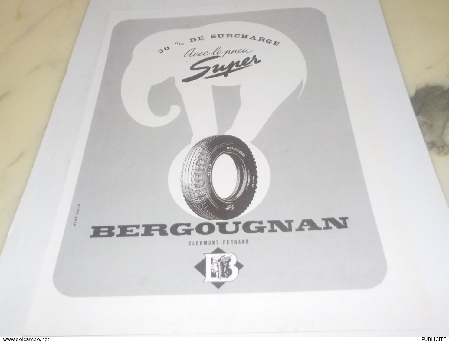 ANCIENNE PUBLICITE PNEU SUPER  BERGOUGNAN CLERMOND FERRAND  1948 - Altri & Non Classificati