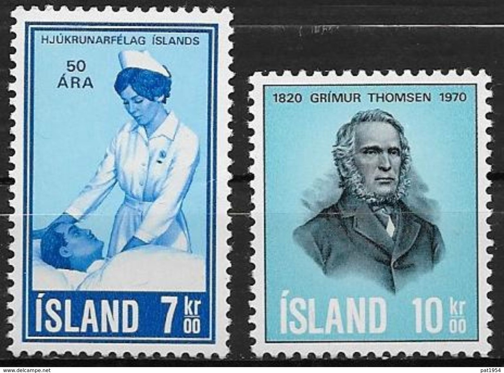 Islande 1970 N° 397/398  Neufs ** MNH Association Des Infirmières Et Poète G. Thomson - Neufs