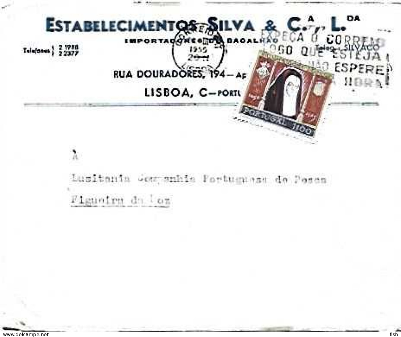 Portugal & Marcofilia, Silva Lda. Store, Cod Importers Lisbon To Figueira Da Foz 1959 (786 - Briefe U. Dokumente