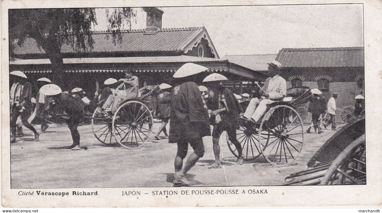 Japon Station De Pousse Pousse à Osaka Cliché Vérascope Richard - Osaka