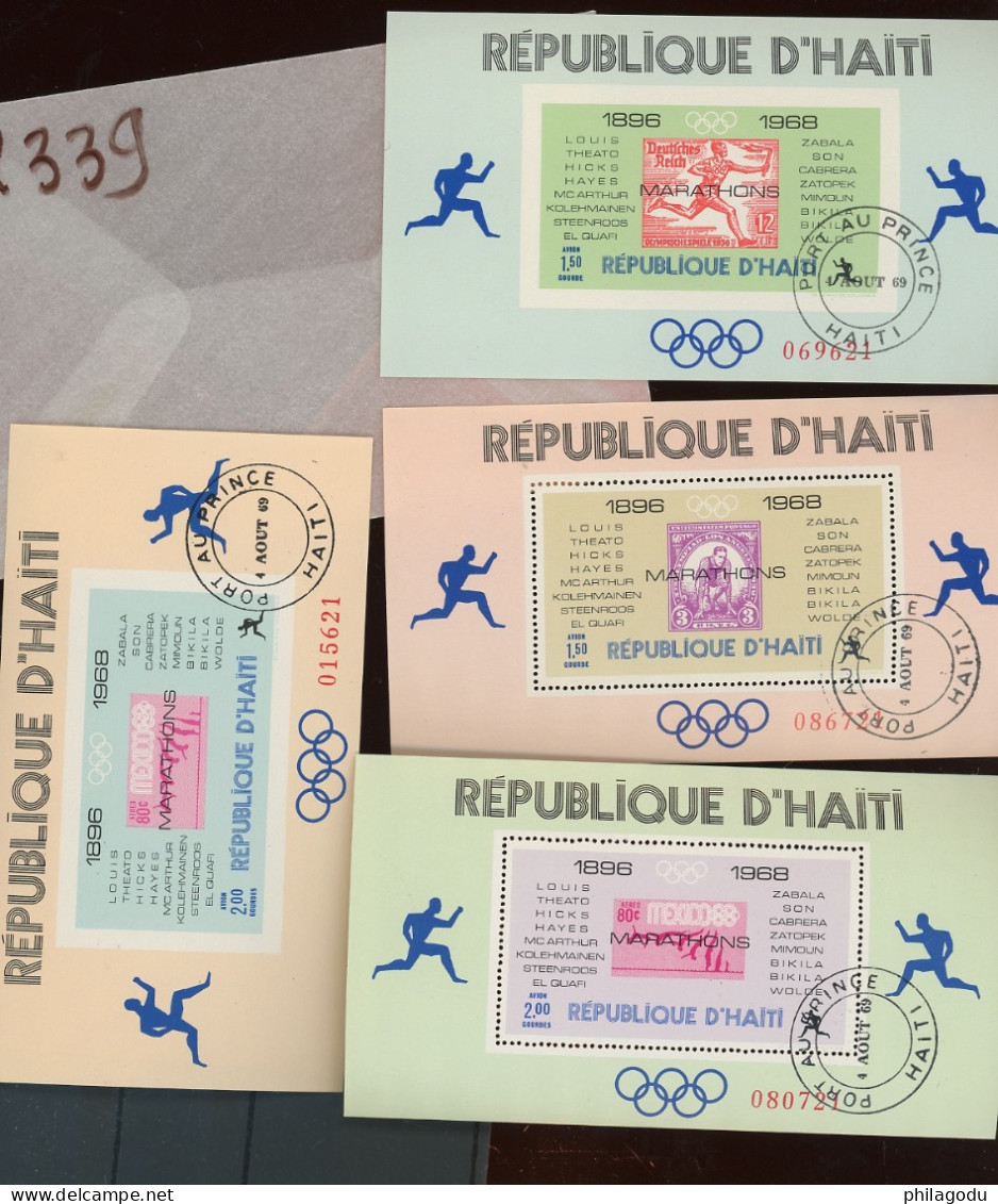 Blocs Olympique 1968 **. BF 25/27A. Cote 50;-€.       . Timbre/Timbre. Stamp On Stamp - Haïti