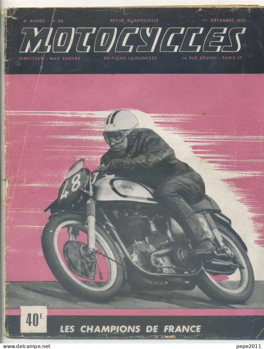 REVUE MOTOCYCLES N° 88 - 1952 - Les Champions De France - Couverture: Moto NORTON - Pub: Solexine, Mobylette, - Auto/Moto