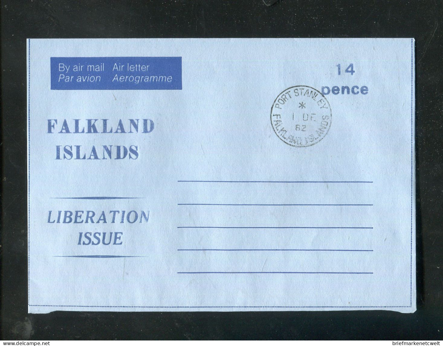 "FALKLANDINSELN" 1982, Aerogramm K1 "PORT STANLEY" (60061) - Falkland