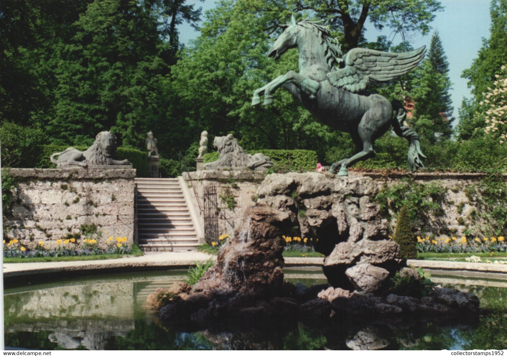 SALZBURG, PEGASUS FOUNTAIN, STATUE, HORSE, LIONS, AUSTRIA, POSTCARD - Salzburg Stadt