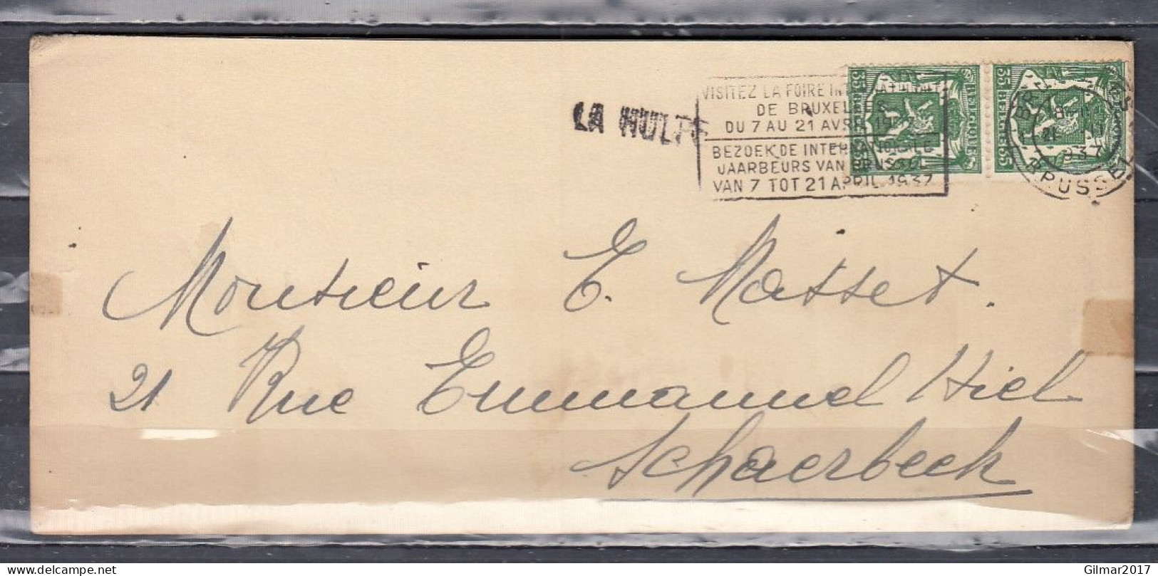 Brief Van Bruxelles Naar Schaerbeek Met Langstempel La Hulpe - Linear Postmarks
