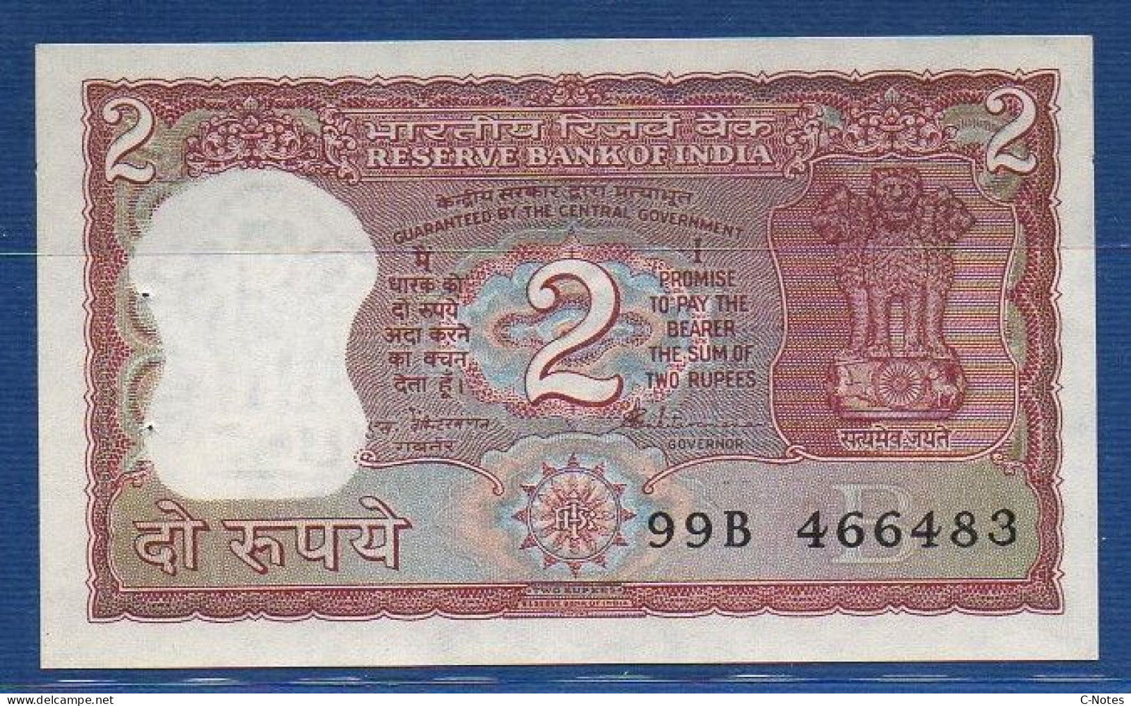 INDIA - P. 53Ae – 2 Rupees ND, UNC-,  Serie 99B 466483 - Plate Letter B Signature: Venkitaramanan (1990-1992) - Inde