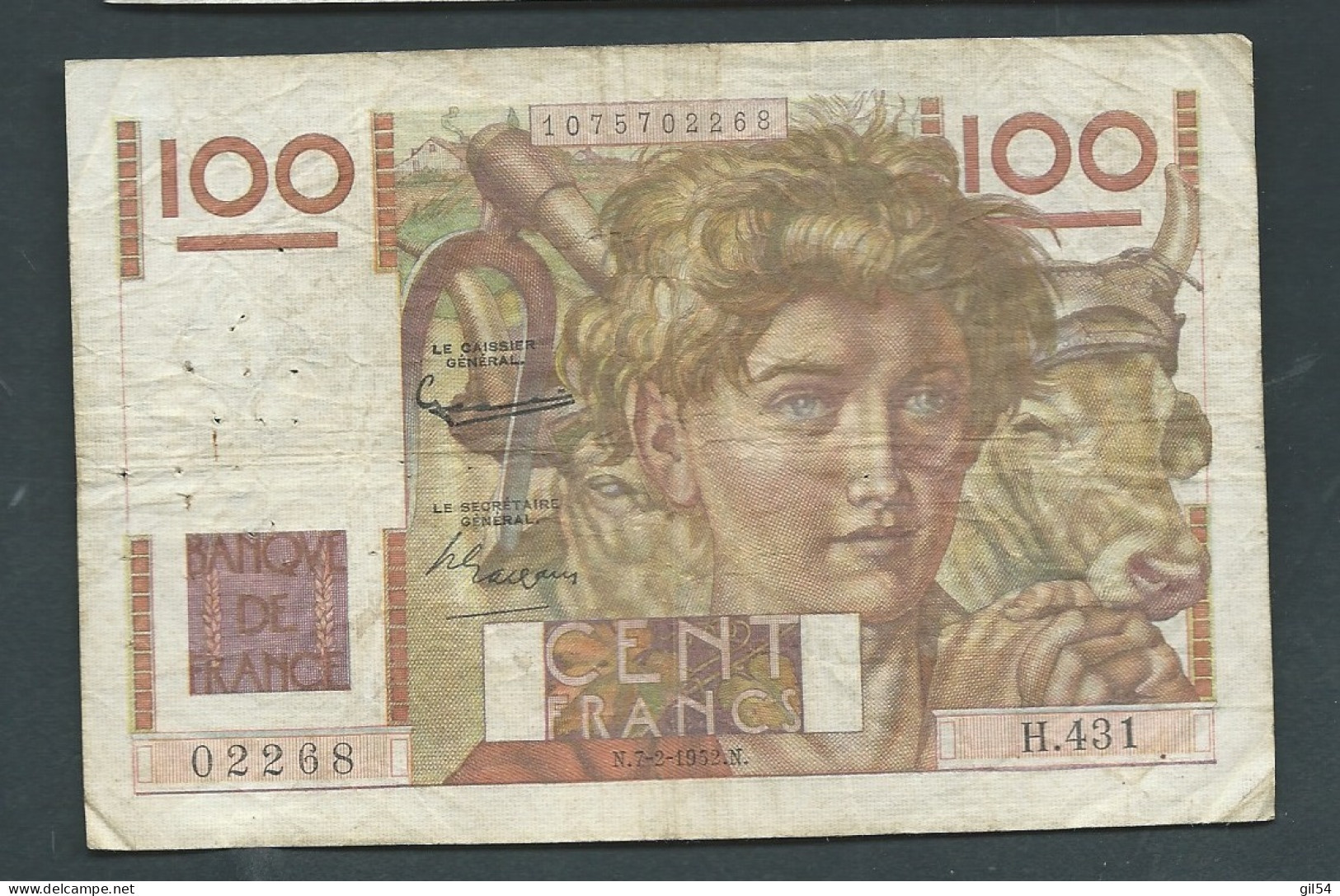 France - Billet De 100 Francs Type Jeune Paysan - 02268  H.431  LAURA 12206 - 100 F 1945-1954 ''Jeune Paysan''