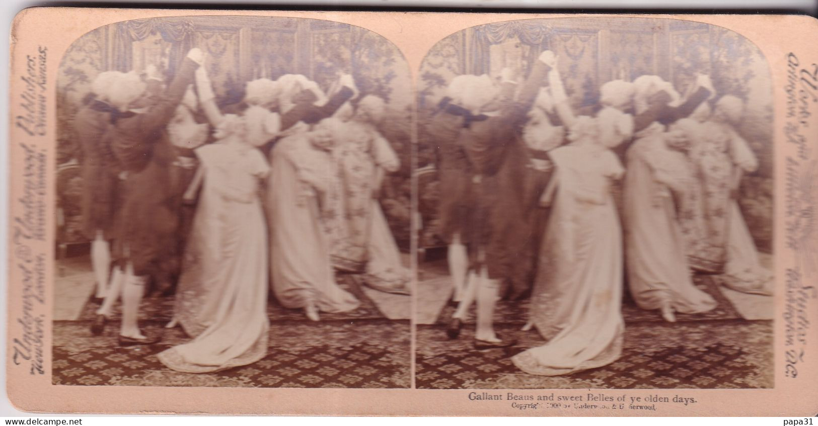 Carte Stéréoscopique  -  Danse De Salon  - Gallans Et Belles - Stereoskopie