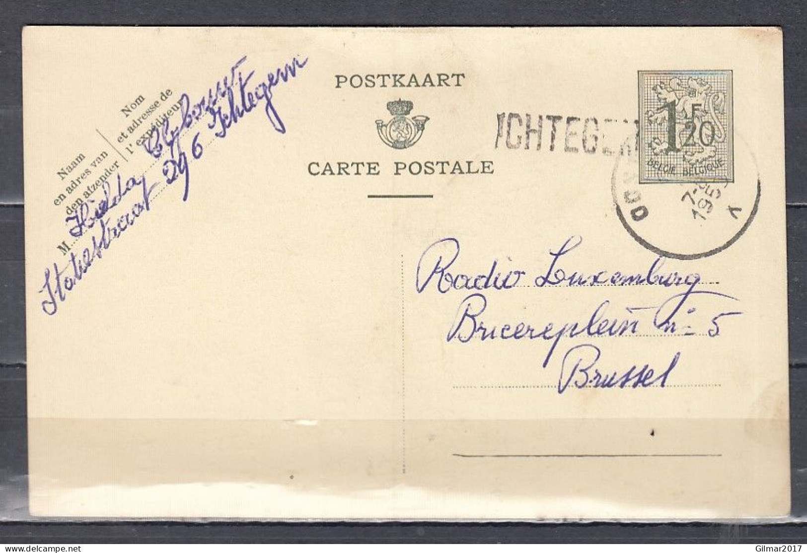 Postkaart Naar Brussel Met Langstempel Ichtegem - Linear Postmarks