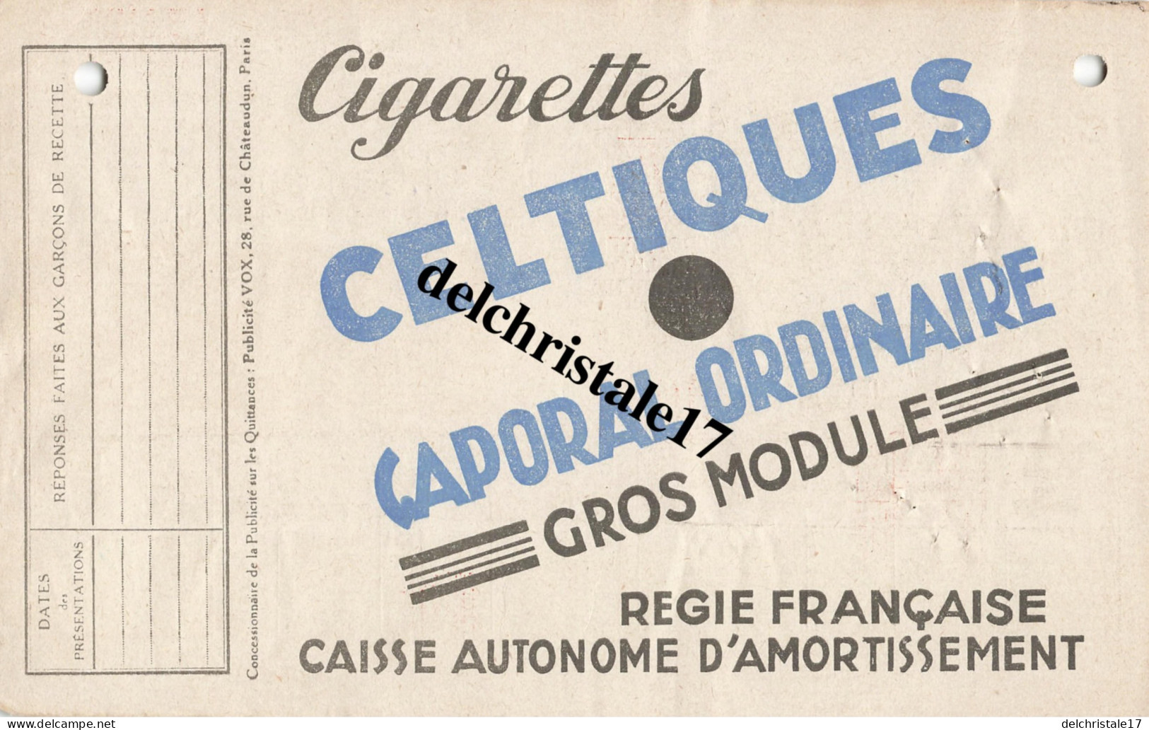 75 0034 PARIS SEINE 1934  Sté Du Gaz De Paris Publicité Cigarettes Celtiques CAPORAL Rue Condorcet à TOUTAIN - Electricité & Gaz