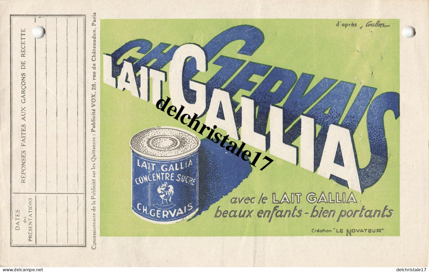 75 0032 PARIS SEINE 1933 - Sté Du Gaz De Paris Publicité Lait Gallia Rue Condorcet à M. TOUTAIN - Elektriciteit En Gas