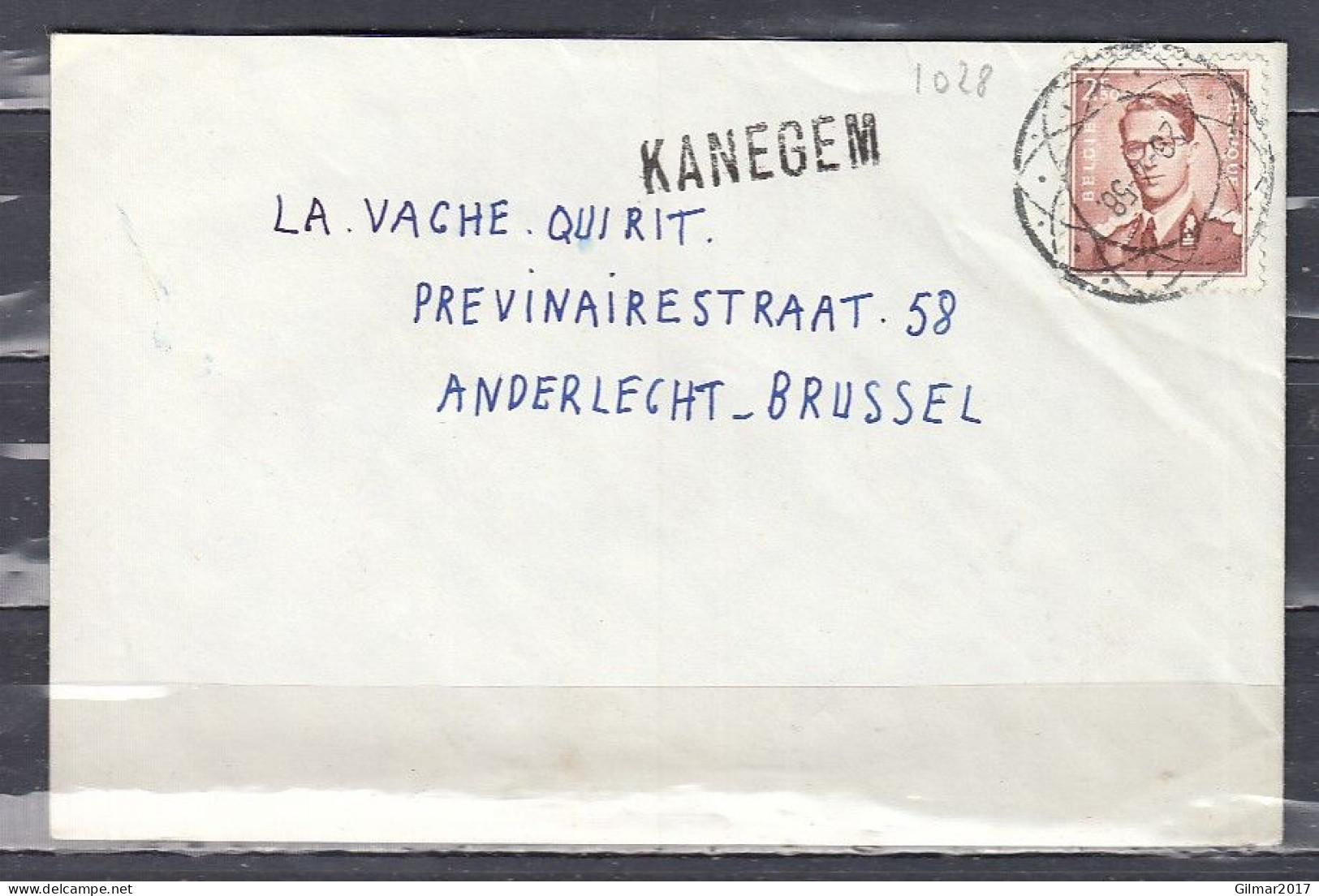 Brief Naar Anderlecht Brussel Met Langstempel Kanegem - Langstempel