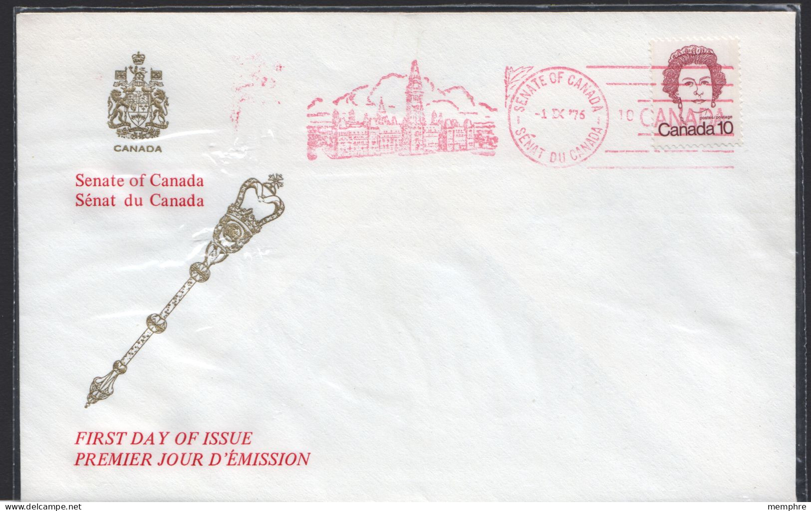 1976  Elizabeth II 10 Cents Caricature On Senate Of Canada FDC  Sc 593A - 1971-1980