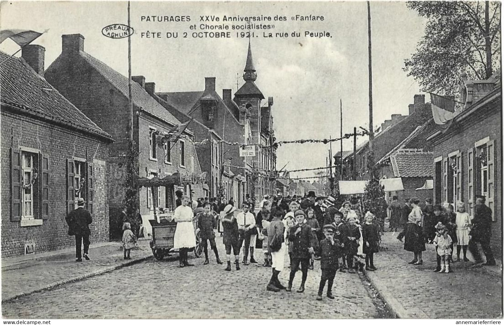 Paturages XXVe Anniversaire Des Fanfare Et Chorale Socialistes Fête Du 2 Octobre 1921 La Rue Du Peuple - Colfontaine