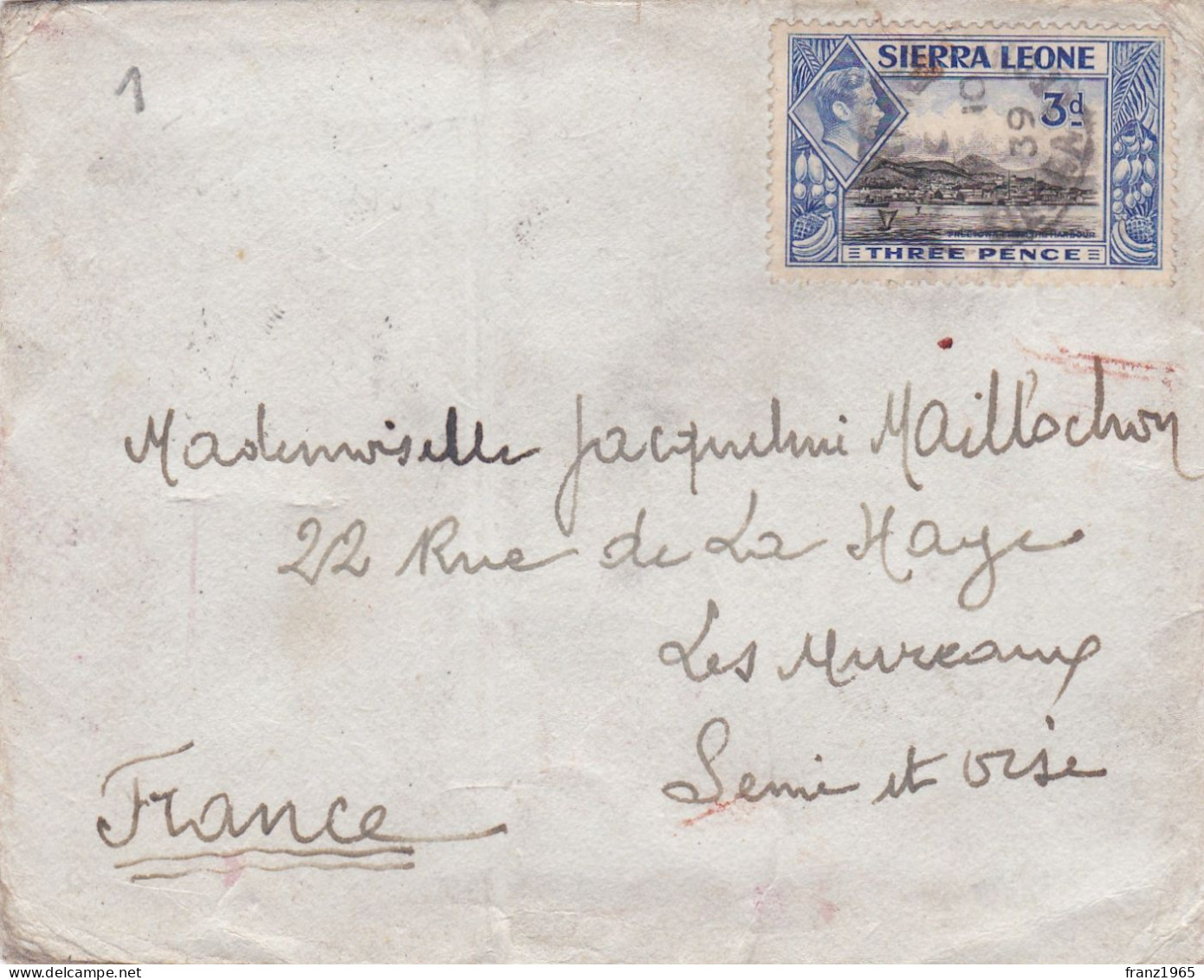 From Sierra Leone To France - 1939 - Sierra Leona (...-1960)