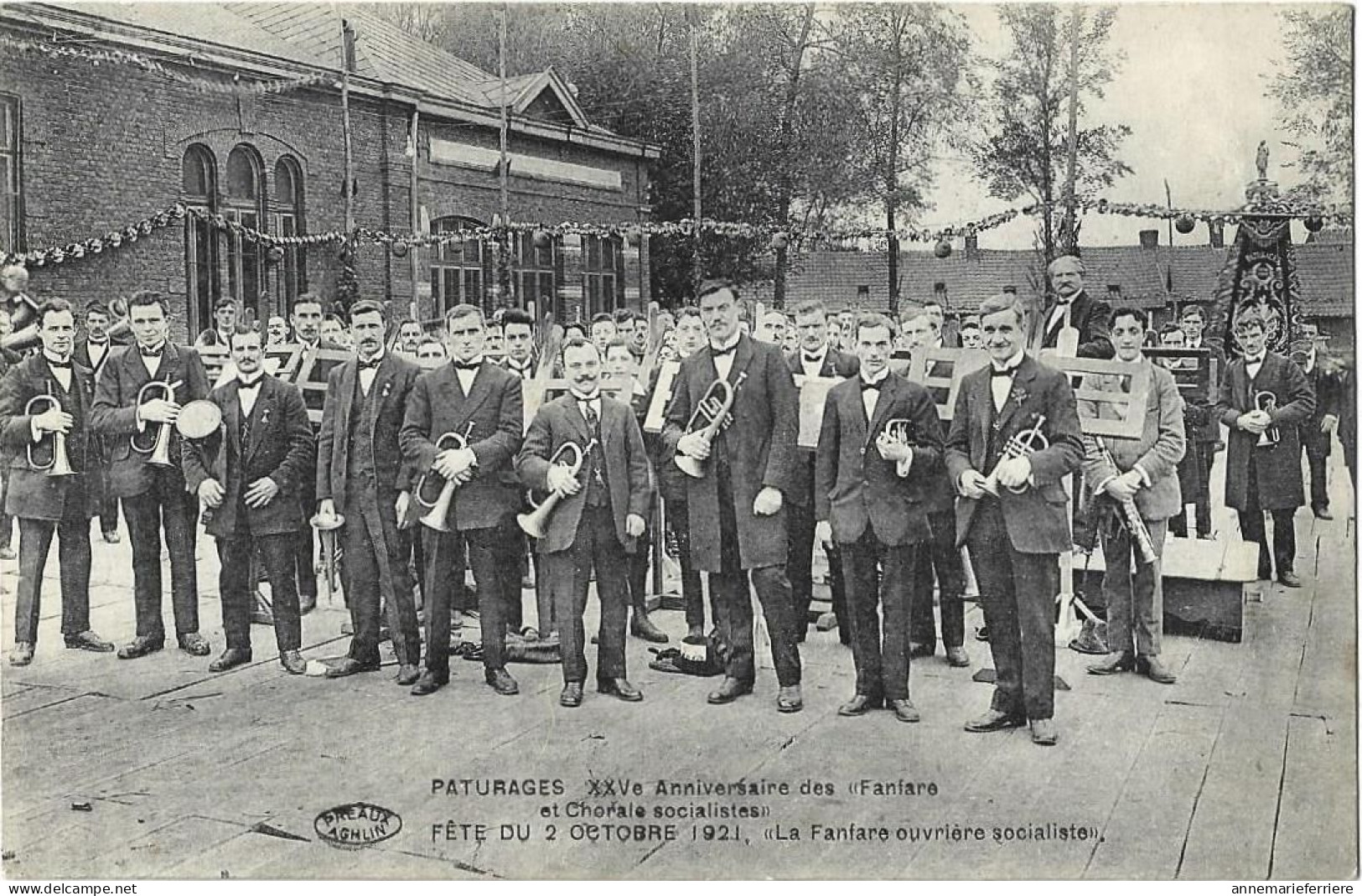 Paturages XXVe Anniversaire Des Fanfare Et Chorale Socialistes Fête Du 2 Octobre 1921 La Fanfare - Colfontaine