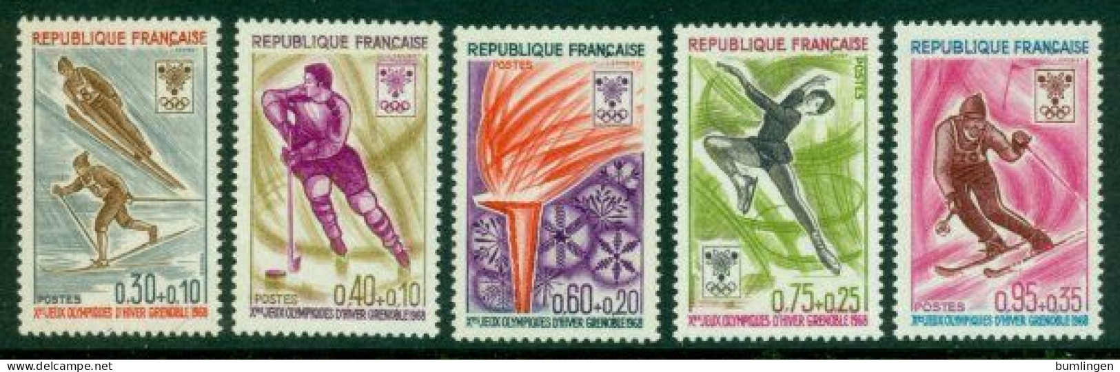 FRANCE 1968 Mi 1610-14** Olympic Winter Games, Grenoble [B233] - Winter 1968: Grenoble