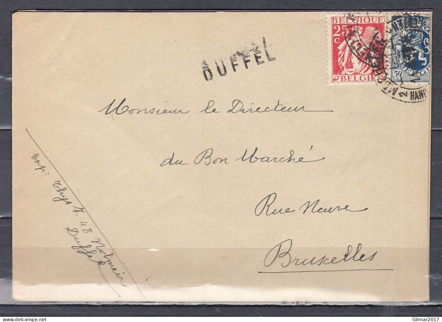 Brief Van Mechelen Naar Bruxelles Met Langstempel Duffel - Linear Postmarks
