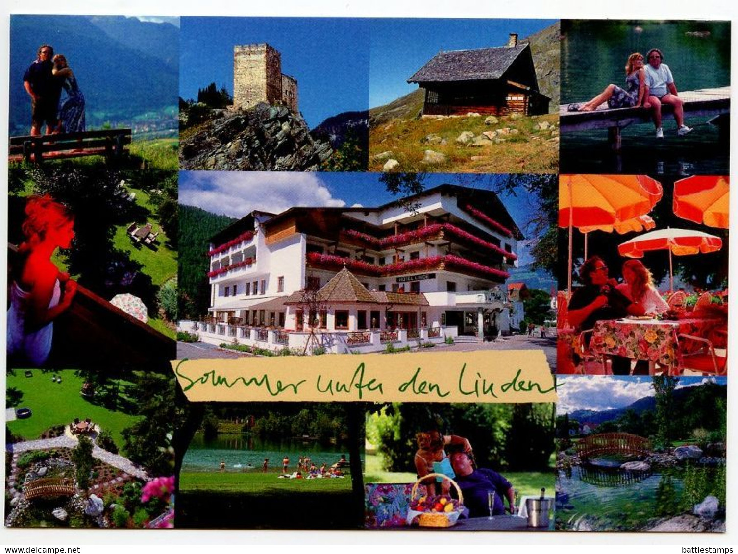 Austria 2009 Postcard Ried Im Oberinntal - Hotel Linde, Multiple Scenic Views; 65c. Guelder Rose Stamp - Landeck