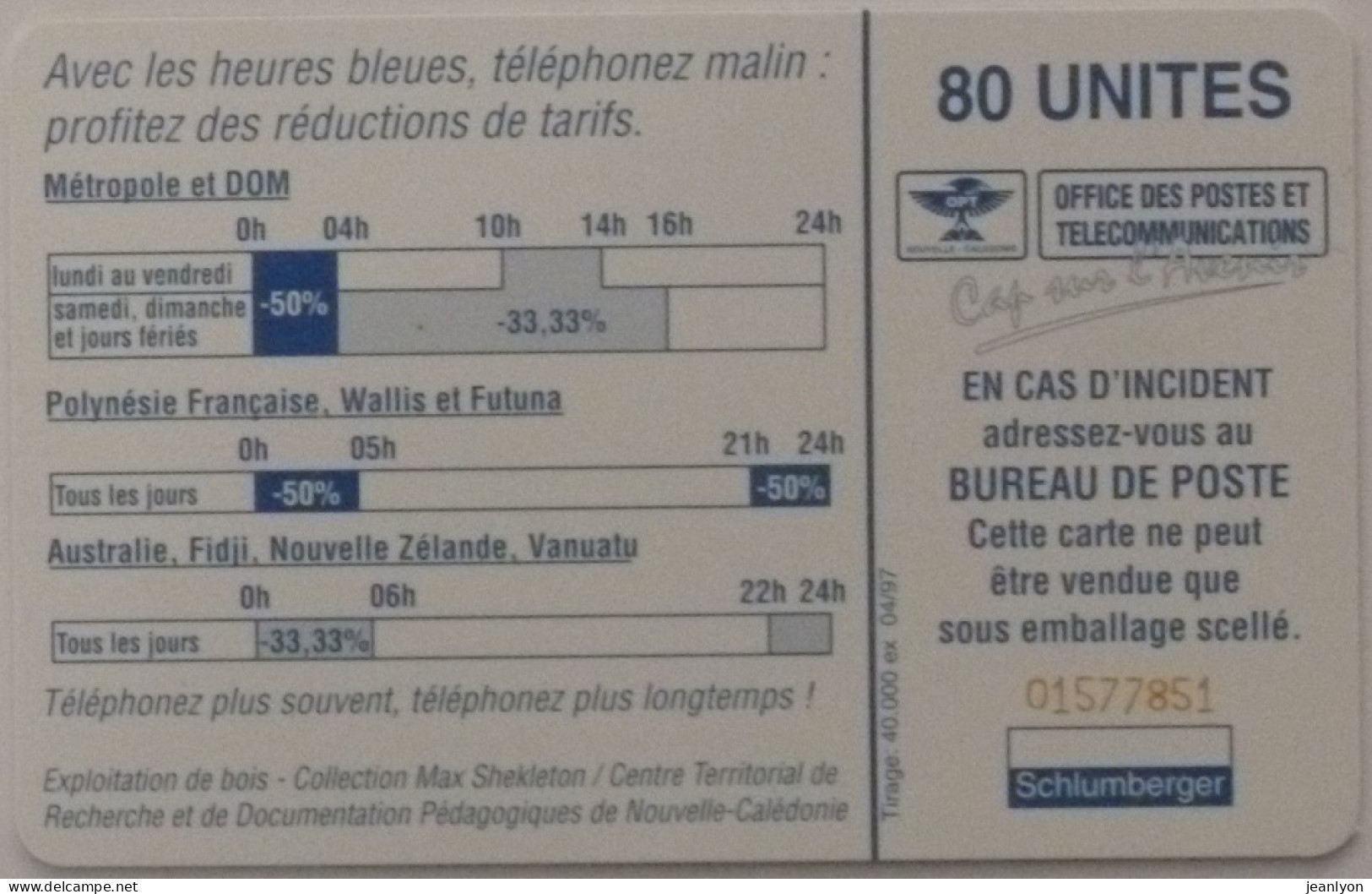 METIER / BUCHERON - Exploitation De Bois - Cabane / Foret - Télécarte Nouvelle Calédonie 80 Utilisée - Landschaften