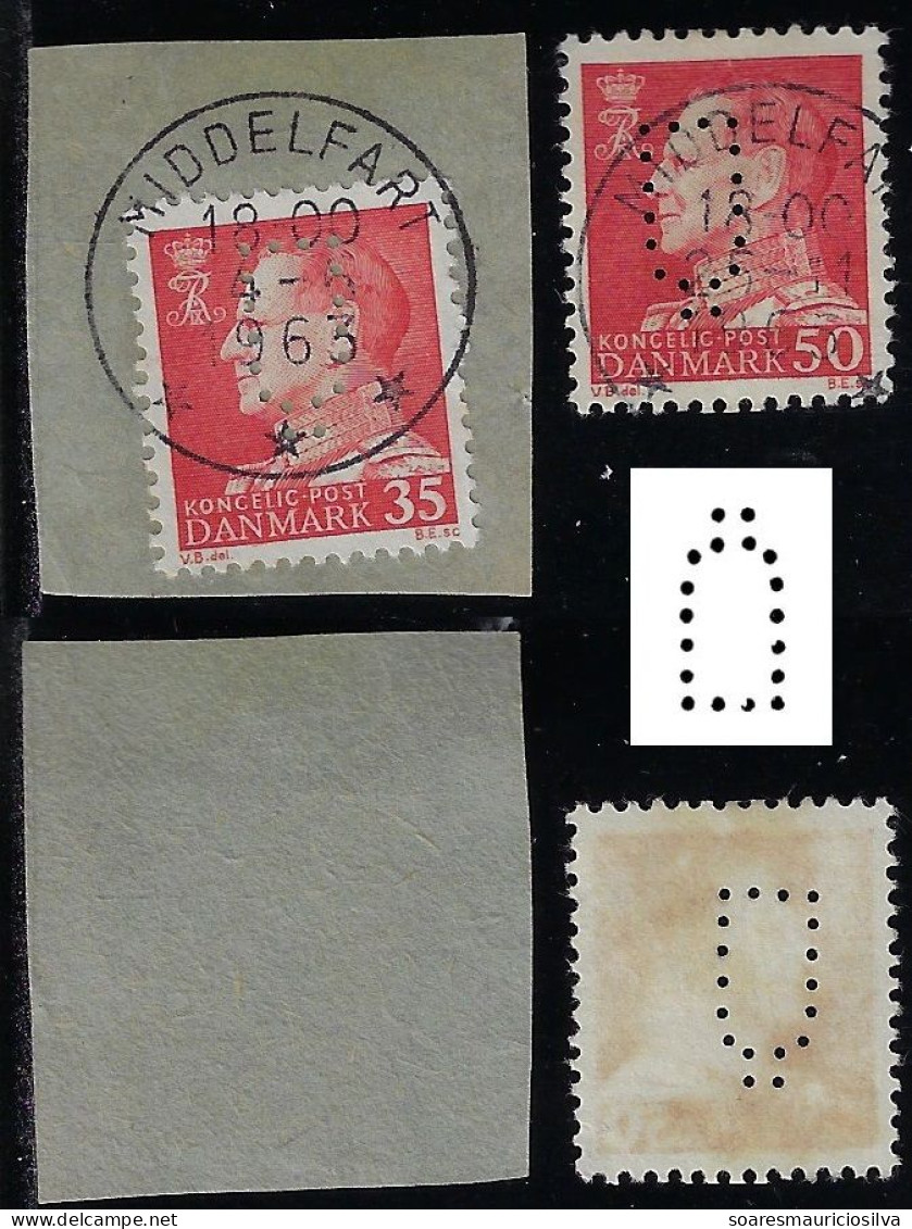 Denmark 1957/1976 2 Stamp With Perfin Gas Canister Cylinder By A/S Kosangas From Copenhagen Lochung Perfore Energy - Gaz