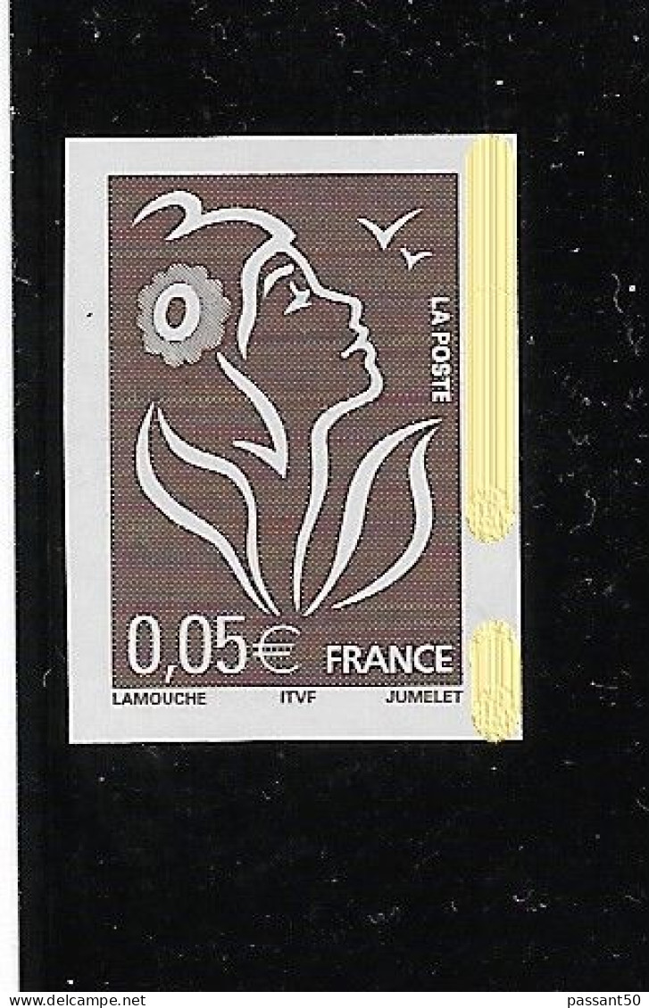 Lamouche 0.05 € Bistre Noir ITVF Type II YT 3754a Non Dentelé Accidentel AVEC PHOSPHO A CHEVAL. Très Rare! - Unused Stamps