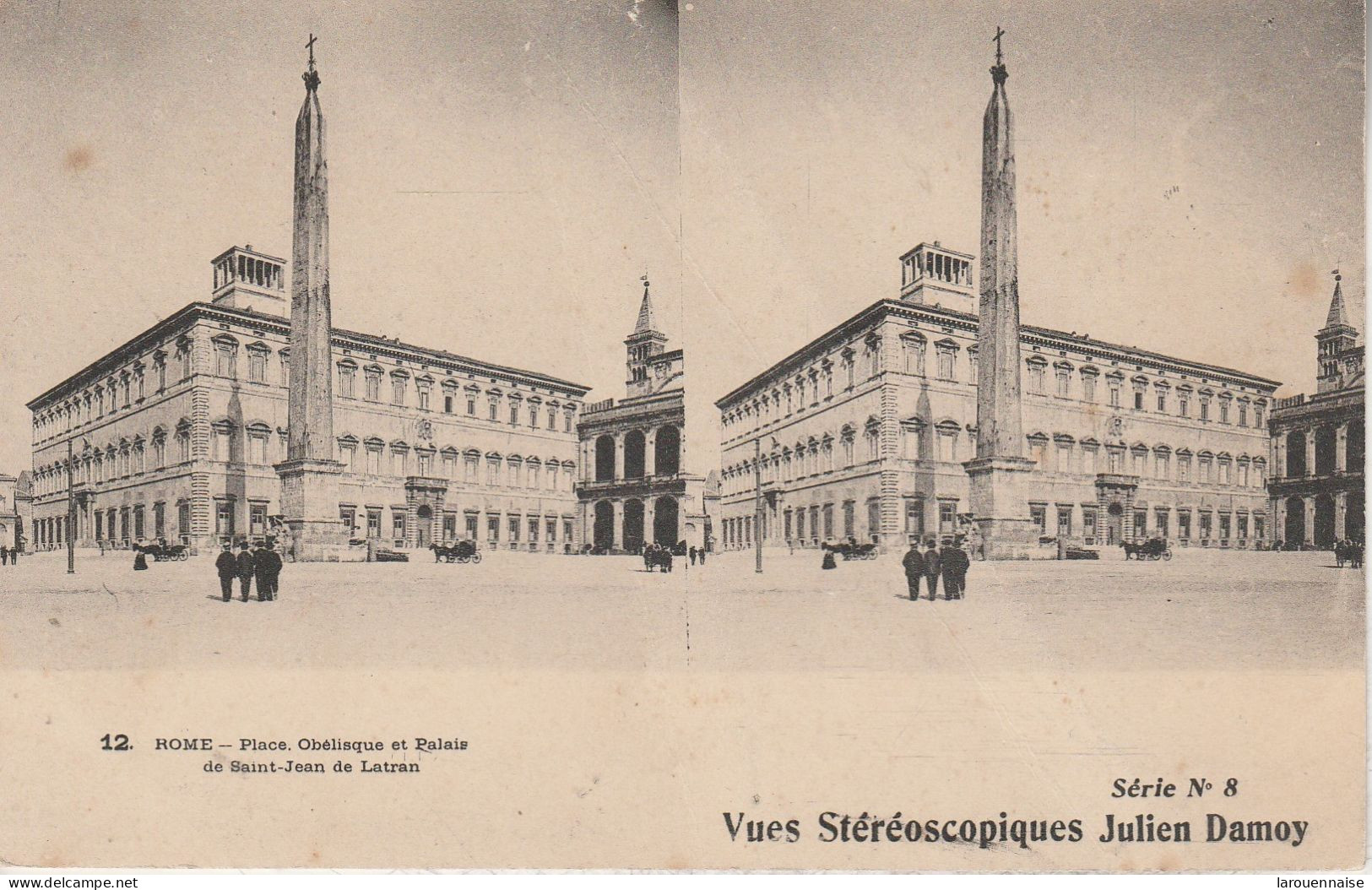 Italie - ROME - Place, Obélisque Et Palais De Saint Jean De Latran (Vues Stéréoscopiques De Julien Damoy) - Cartes Stéréoscopiques