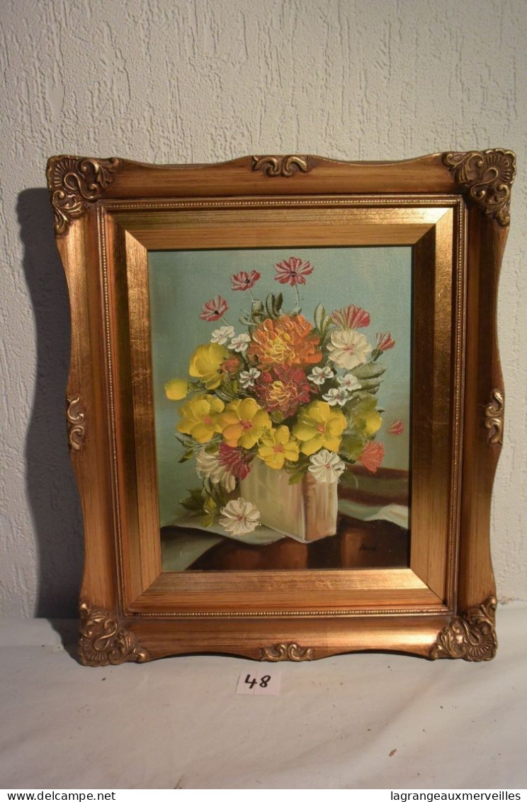 C48 Belle Huile Sur Toile "Le Bouquet" Signé Ann - Oils