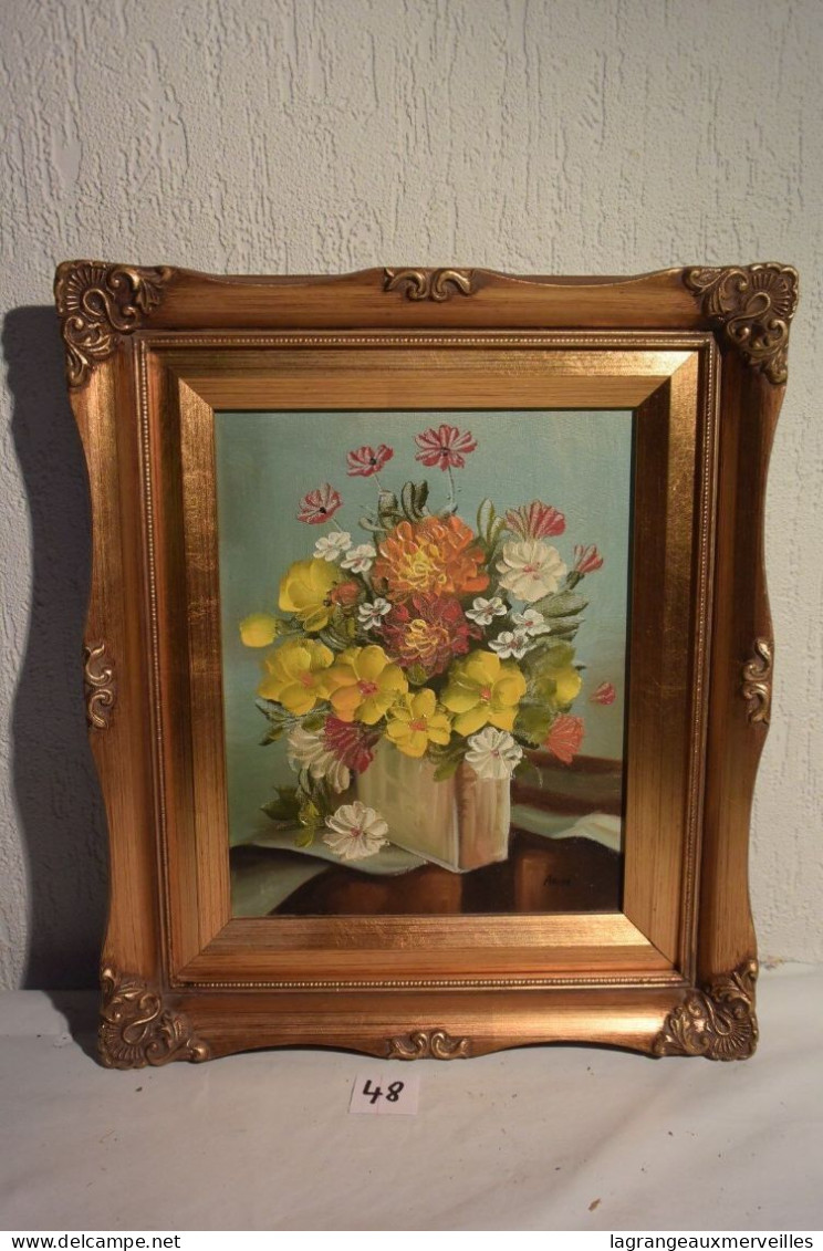 C48 Belle Huile Sur Toile "Le Bouquet" Signé Ann - Oils