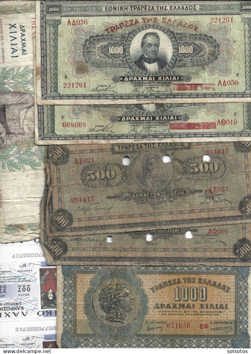 Greece 1926-1978 - 26 Banknotes (+ 1 Rare In Fair Condition And Stripe Of Five "People's Lottery Of 2004)  - Various Dat - Griekenland