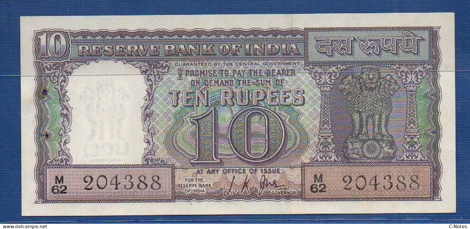 INDIA - P. 57b – 10 Rupees ND, UNC-,  Serie M62 204388 - Signature: L. K. Jha (1967-1970) - Indien