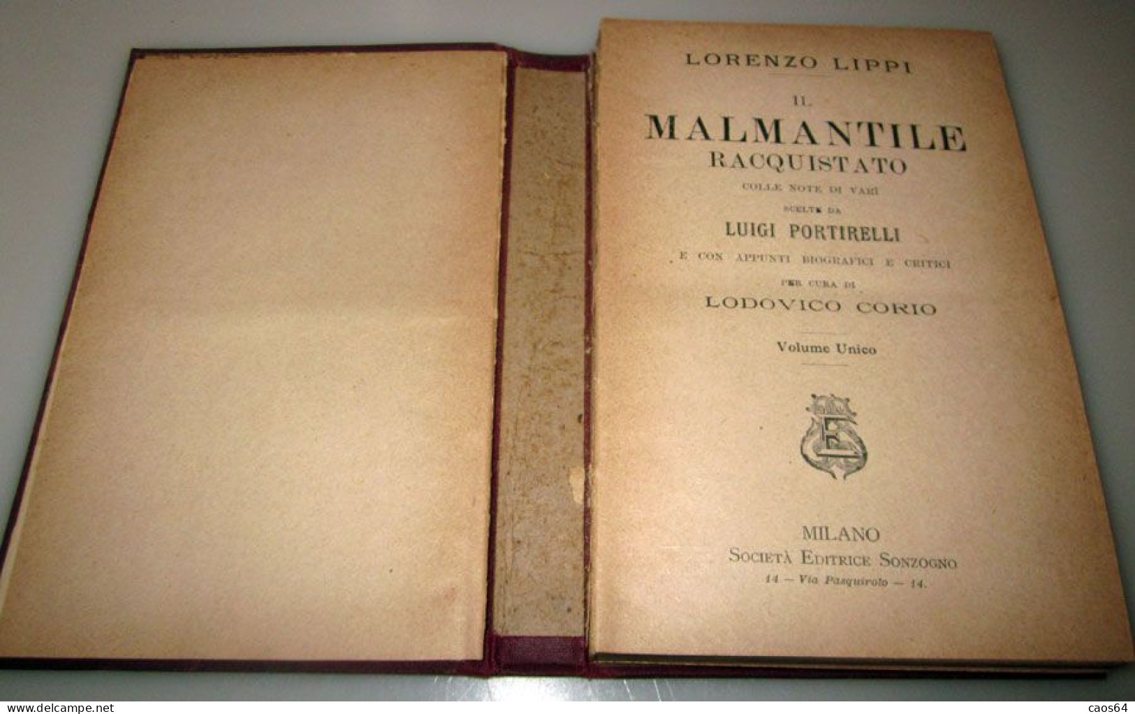 Lippi Il Malmantile Racquistato Sonzogno 1910 Volume Unico - Libros Antiguos Y De Colección
