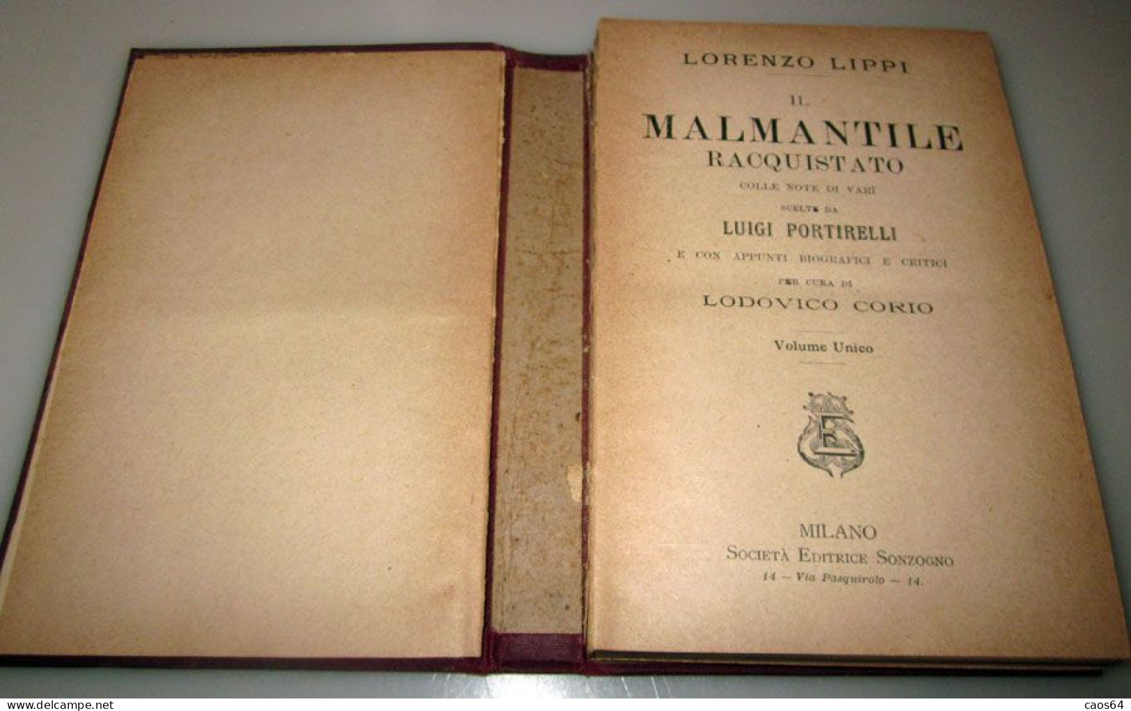 Lippi Il Malmantile Racquistato Sonzogno 1910 Volume Unico - Alte Bücher