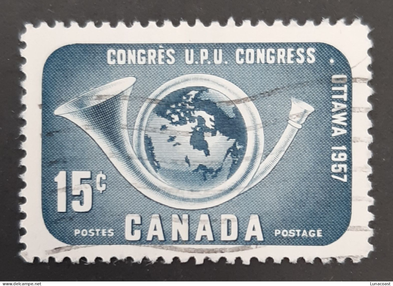 Canada 1957  USED  Sc372,    15c UPU Congress - Used Stamps