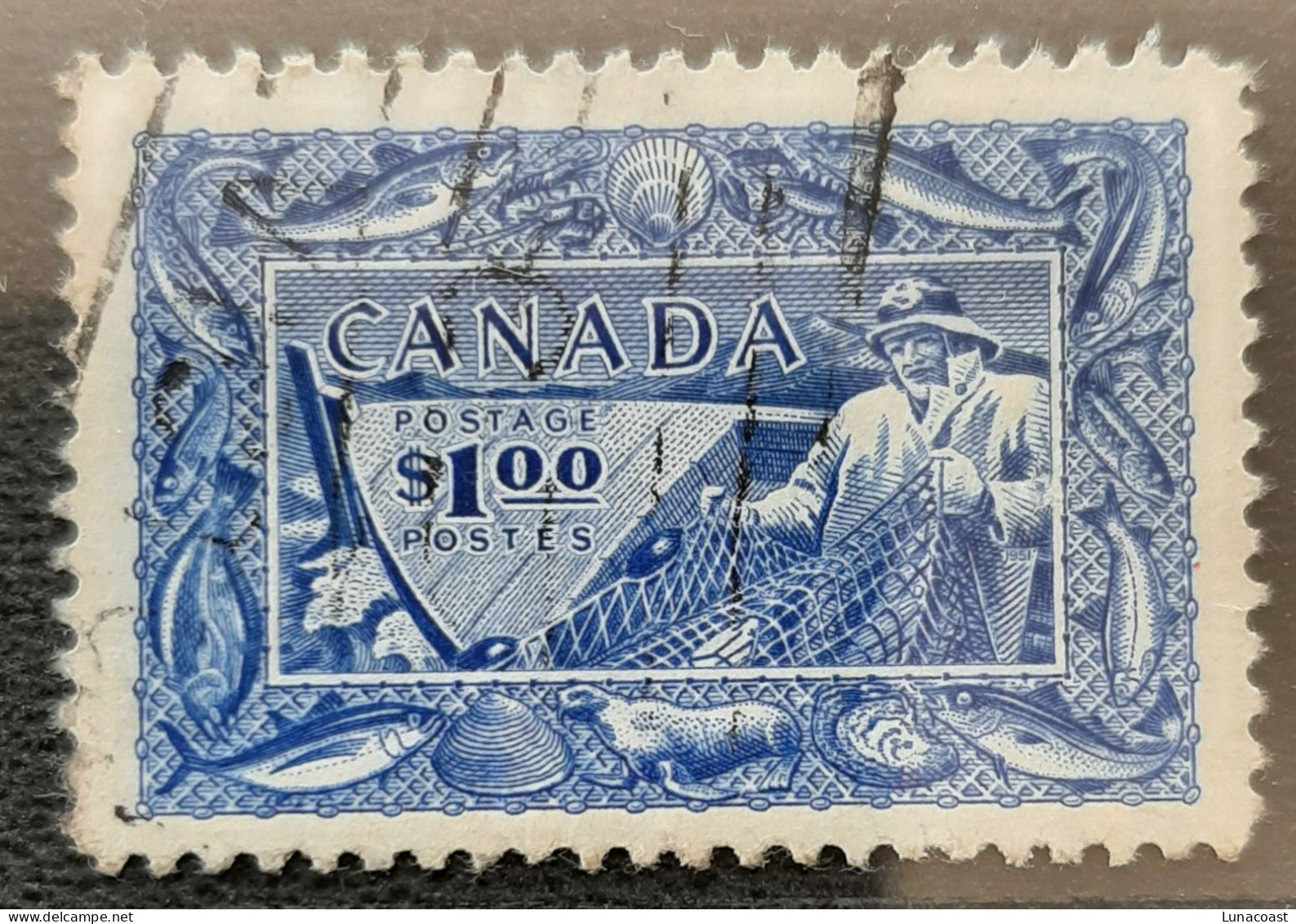 Canada 1951  USED  Sc 302,    1$ Fishing Resources - Gebraucht