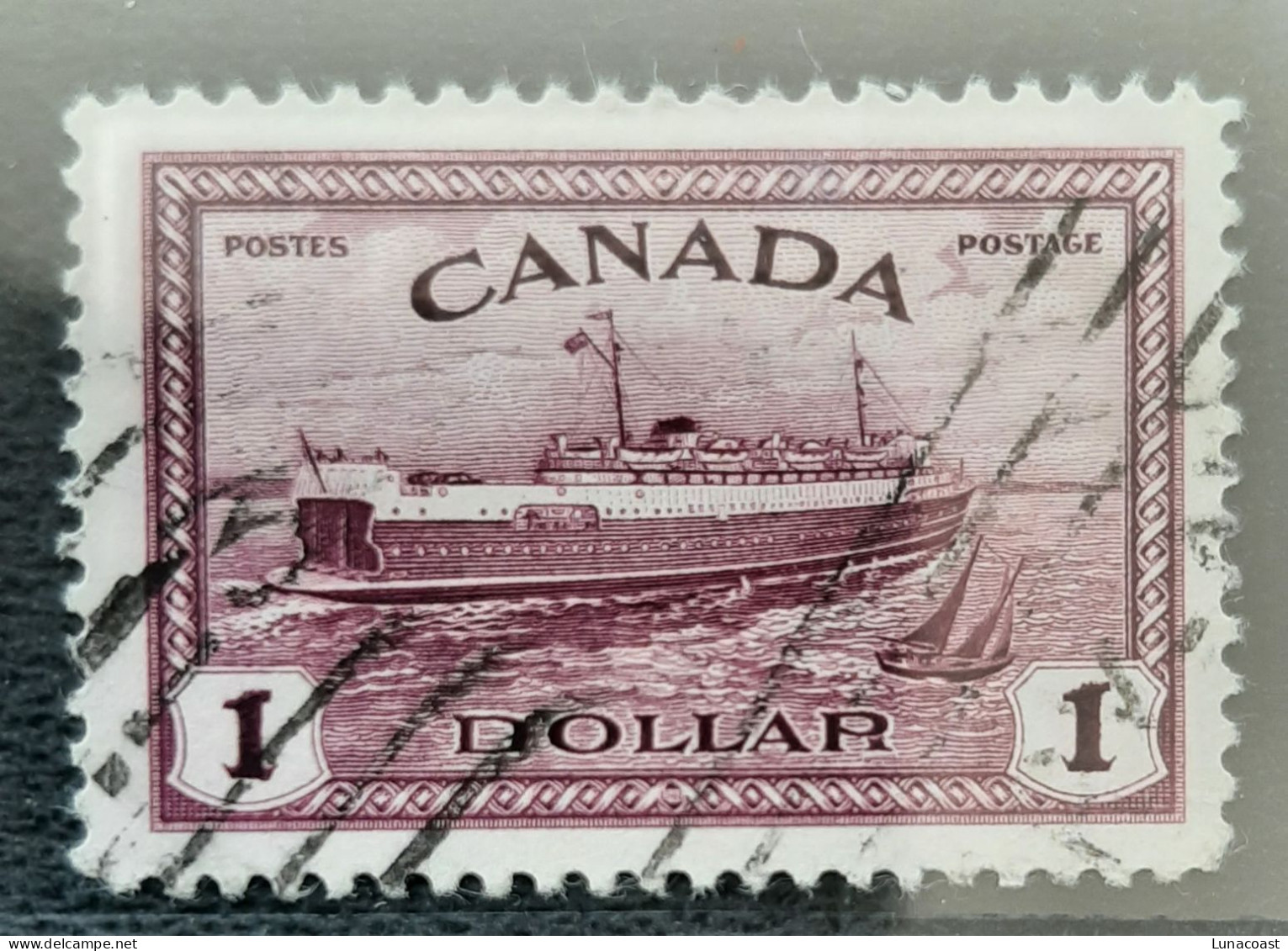 Canada 1946  USED  Sc 273,    1$ Peace Issue, Train Ferry - Usati